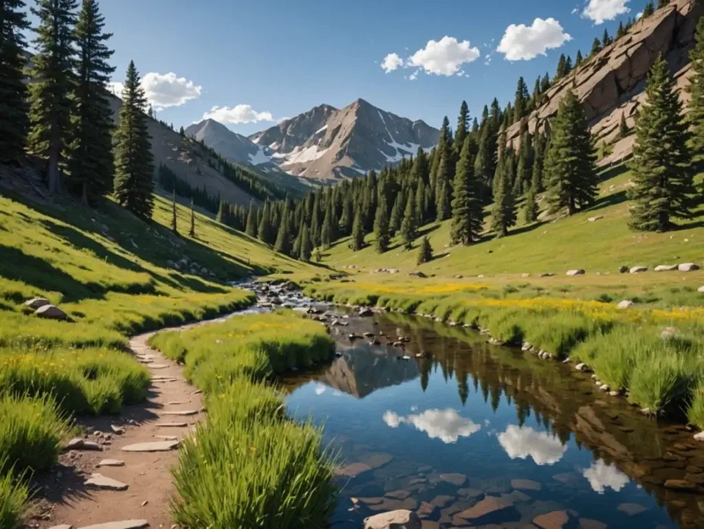 Hiker overlooking Rocky Mountains on one of the best hiking trails near Denver Colorado